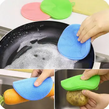 

5 Pcs/Set Round Shape Dish Washing Brush Wash Fruit Vegetable Multi-purpose Silicone Cleaning Brush Home Kitchen Supplies