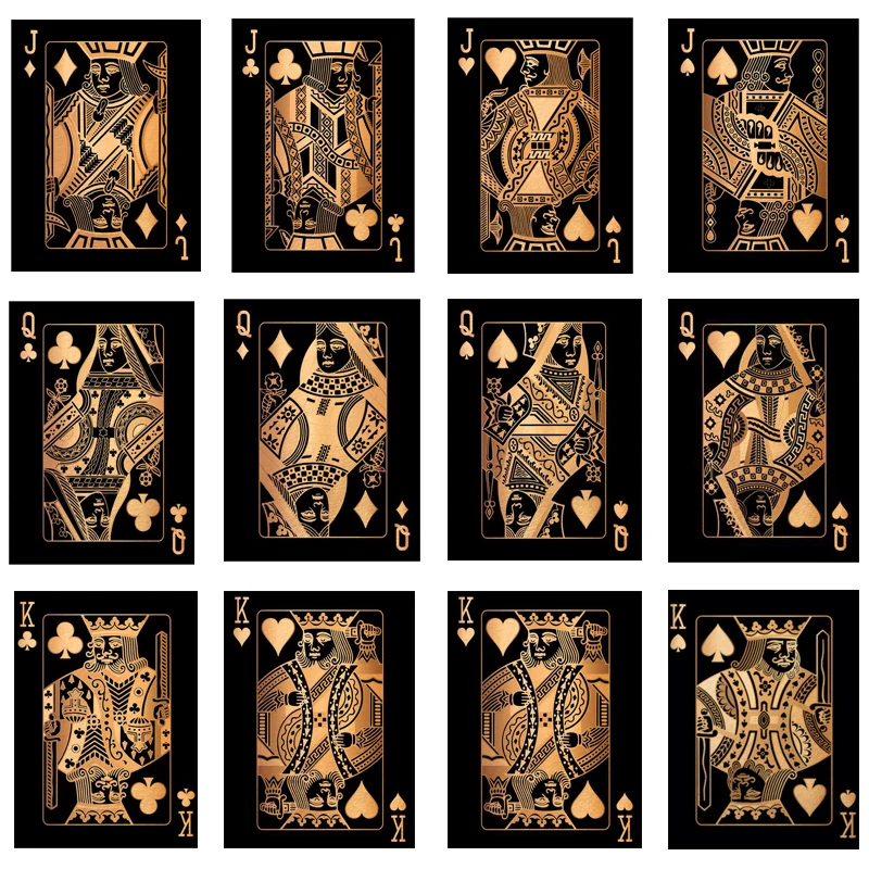 Gold Playing Cards King Queen Jack Canvas Painting Wall Art Posters Abstract Cuadros Pictures for Club Bar Home Decoration | Дом и сад