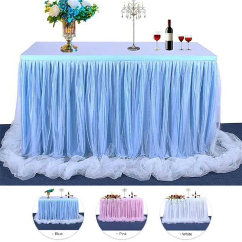 

183 x77 cm Wedding Party Tutu Tulle Table Skirt Cover Tableware Cloth Baby Shower Party Home Decor Table Skirting Birthday Party