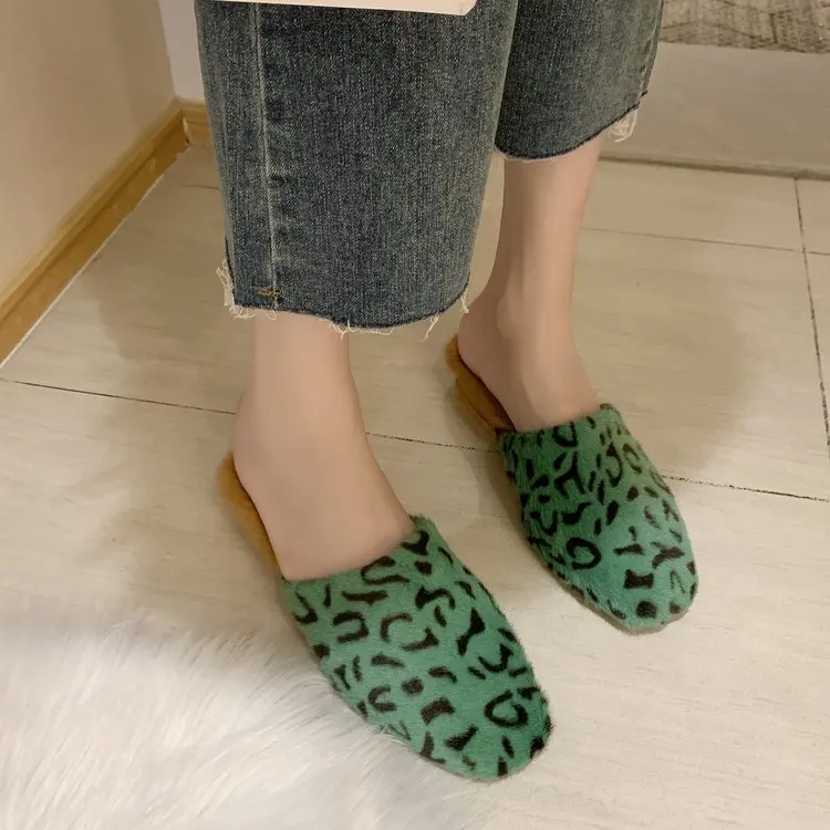 

2019 Autumn New Style Leopord Pattern Plush Slipper Women's Winter Outer Wear Slip-on Cotton-padded Shoes INS Online Celebrity S