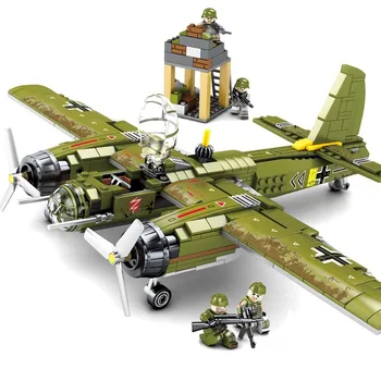

101037 World War II military German Junker 88 bombing plane, puzzle assembling and inserting children's toys
