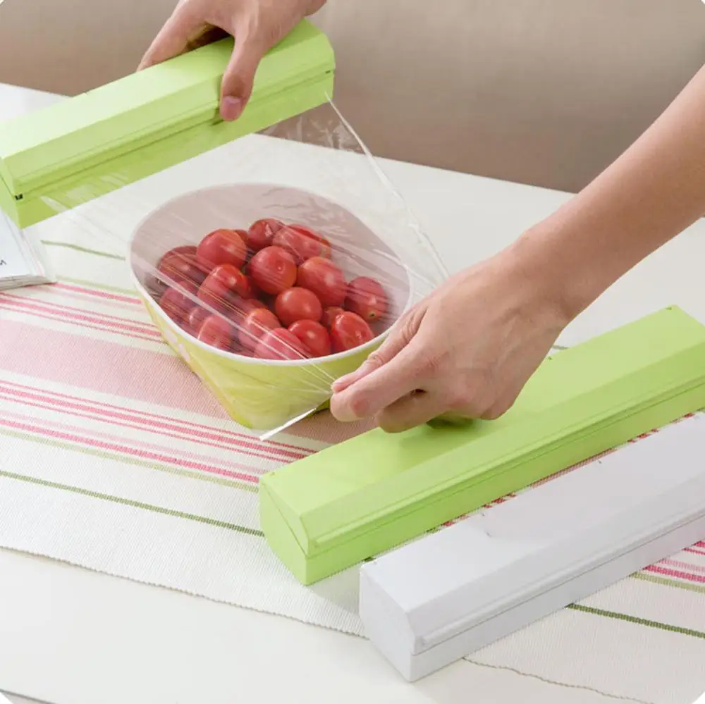 

Plastic Wrap Dispenser Cutter Food Keeping Fresh Preservative Film Unwinding Cutting Foil Cling Wrap Kitchen Accessories
