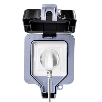 

External Outdoor IP66 1 Slot Wall Socket Dustproof Surface-Mounted Protective Contact Weatherproof Adapter with Cover