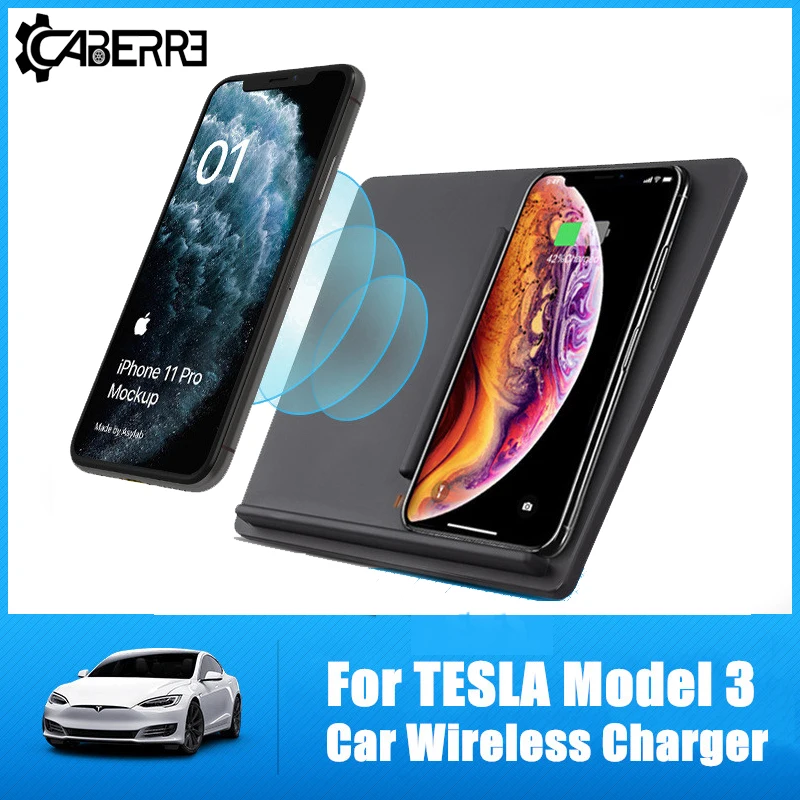 

Upgraded Car Wireless Charger For Tesla Model 3 USB Port Wireless Car Charger Mount Qi Dual Phones Charging Center Console