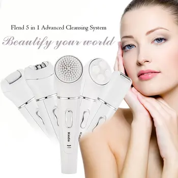 

5 In 1 Rechargeable Face Brush Electric Cleanser Epilator Facial Cleansing Device Women Electric Lady Shaver Massager