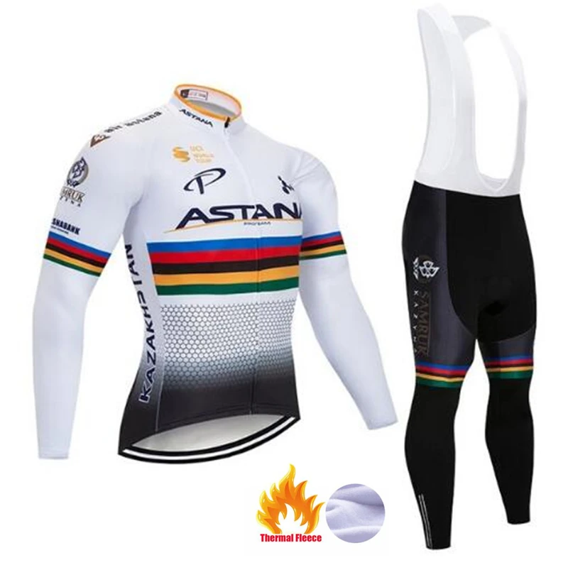 Команда Астаны зима черная велосипедная майка 9D набор велосипедных штанов Мужская Ropa Ciclismo термо флисовая велосипедная Одежда для велоспорта - Color: Pic Color