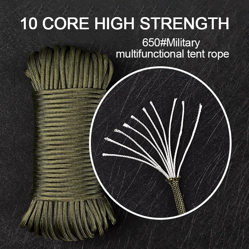 

31 Meters Dia.4mm 10 Stand Cores Parachute Cord Lanyard Outdoor Camping Rope Climbing Hiking Survival Equipment Tent Accessories