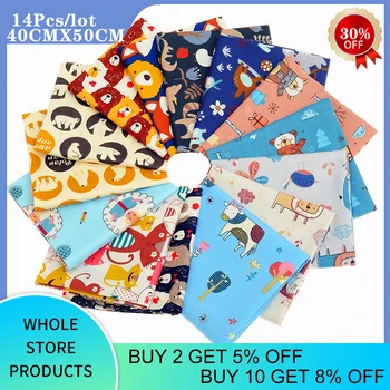 

14 pcs/lot 40cmx50cm New Cartoon Bear Cotton Fabric Patchwork Cloth,DIY Sewing Quilting Fat Quarters Material For Baby&Child