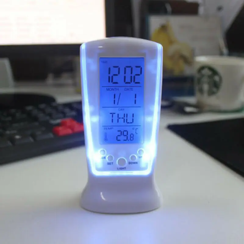 

LED Digital Projection Alarm Clock Temperature Thermometer Desk Time Date Display Projector Calendar USB Charger Table Led Clock