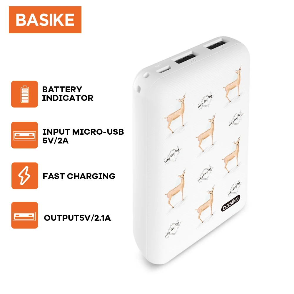 portable charger BASIKE Mini Power Bank 10000mAh Portable External Battery Fast Charge Bateria Power Bank Spare Battery Poverbank for Smartphone 12v power bank