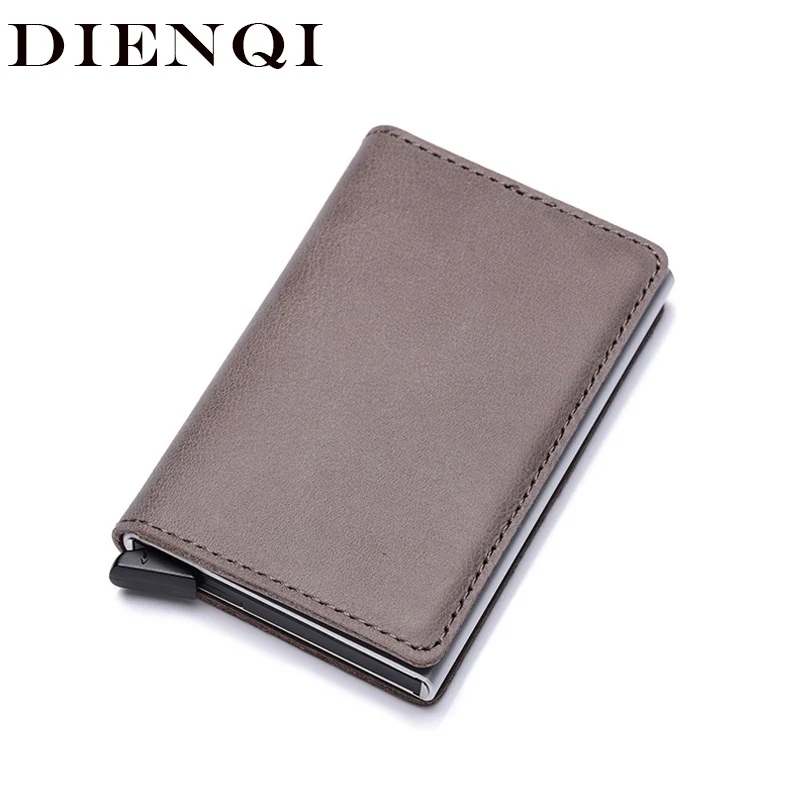 DIENQI мужской кошелек из натуральной кожи сумка Rfid металлический тонкий