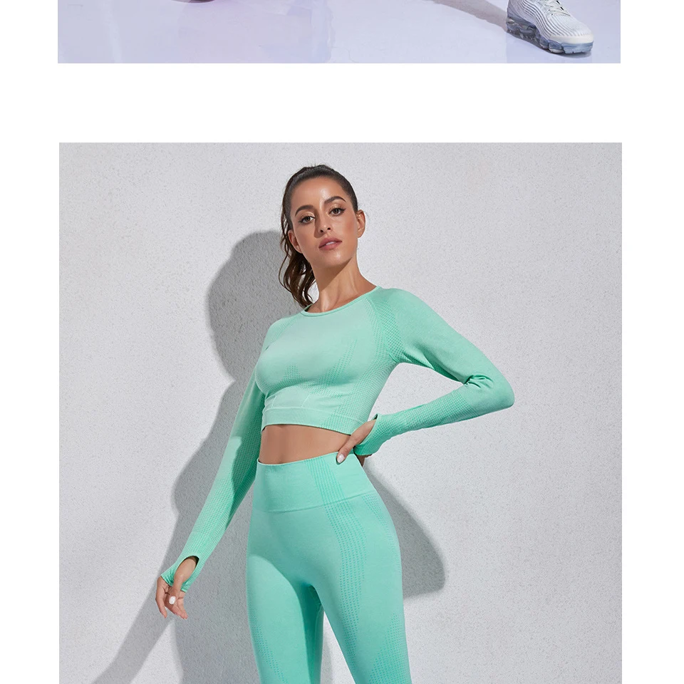 SEVEN SKIN 2/3/5PCS Seamless Women Yoga Set Gym Fitness Sportswear Long Sleeve Crop Top Clothing High Waist Leggings Sport Suits