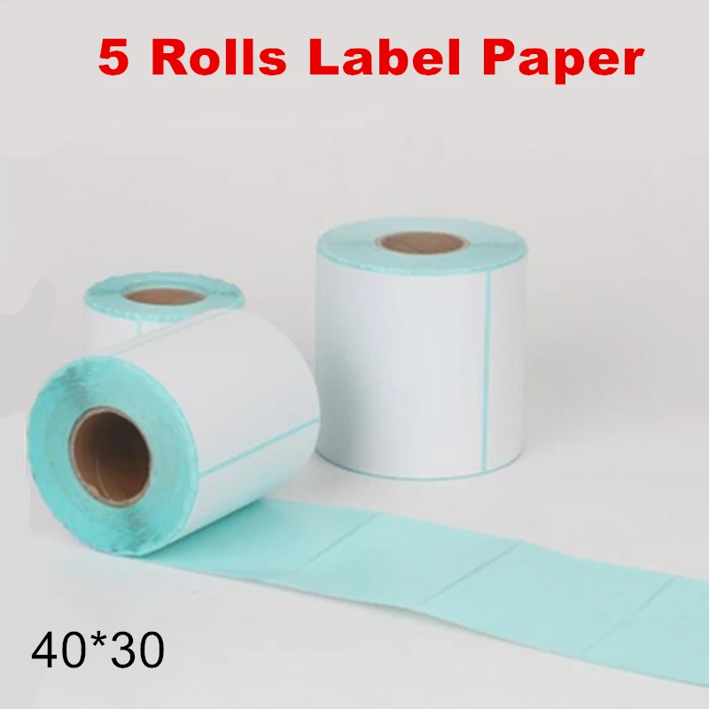 5 rolls label paper 58 мм Принтер этикеток USB и Bluetooth принтер мини карманный принтер штрих-код принтер этикеток стикер Термальный чековый для телефона iOS Windows - Цвет: 5 rolls label paper