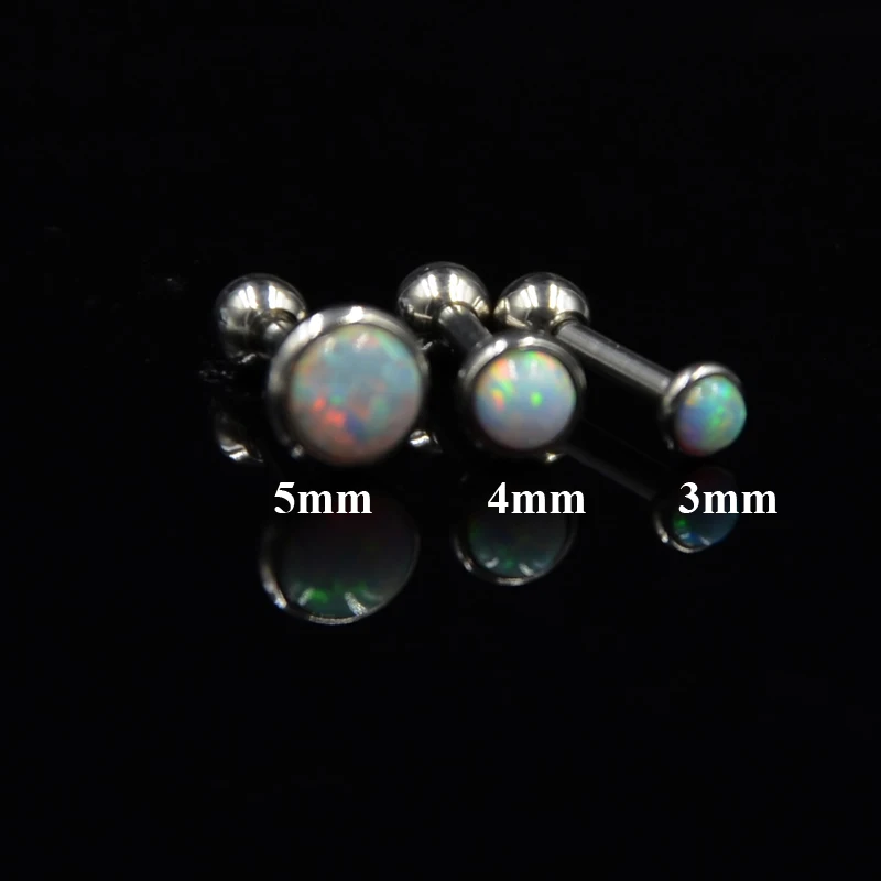 Piercing Jewelry Body Piercing Jewelry Body Jewelry 1PC Fashion Opal Ear Cartilage Tragus Piercing Assorted Colors Earring Stud For Sexy Girls Body Jewelry 3mm 4mm 5mm