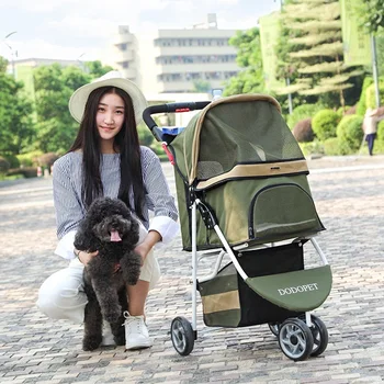 

High-grade Breathable Aluminum Alloy+600D Cloth Pet Stroller Quick-foldable 3 Wheel Dog Cat Seat Bag 15kg Bearing