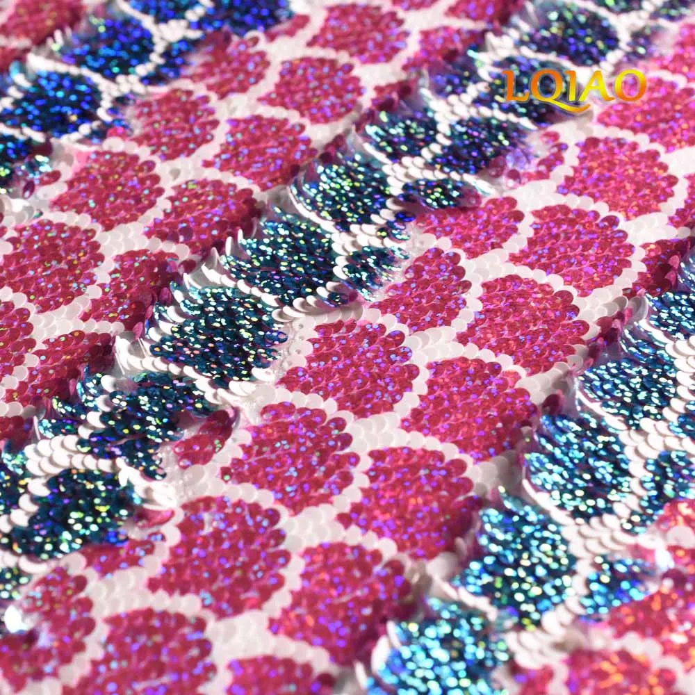 Новое поступление блестящая вышитая Русалочка реверсивная блестящая полиэфирная ткань для одежды Свадебные украшения для самодельного изготовления шитья