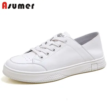 

Asumer 2020 classic Little white shoes women genuine leather shoes spring summer comfortable casual shoes flat sneaker woman