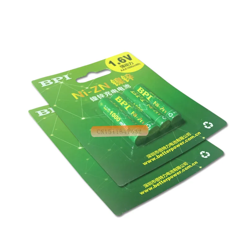 4 шт./лот оригинальные новые BPI AAA 1000mWh 1,6 V 1,5 V NI-Zn NI Zn NIZN aaa низкий саморазряд перезаряжаемые батареи 1,5 V