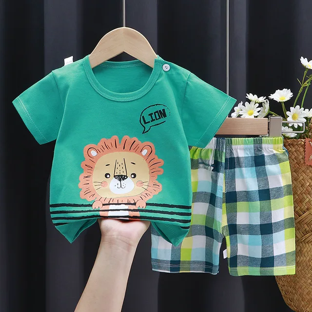 Summer Infant Newborn Cotton Short Sleeves Clothes Suits Tops + Pants Baby Toddler Boy Clothing Sets Kids Children Girl Outfits 1