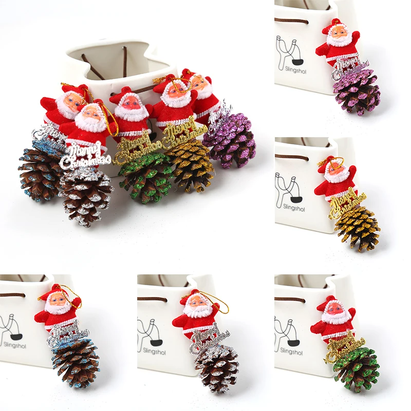 Novelty Christmas Tree Santa Claus Pine Cone Hanging Decoration Decor Supplies