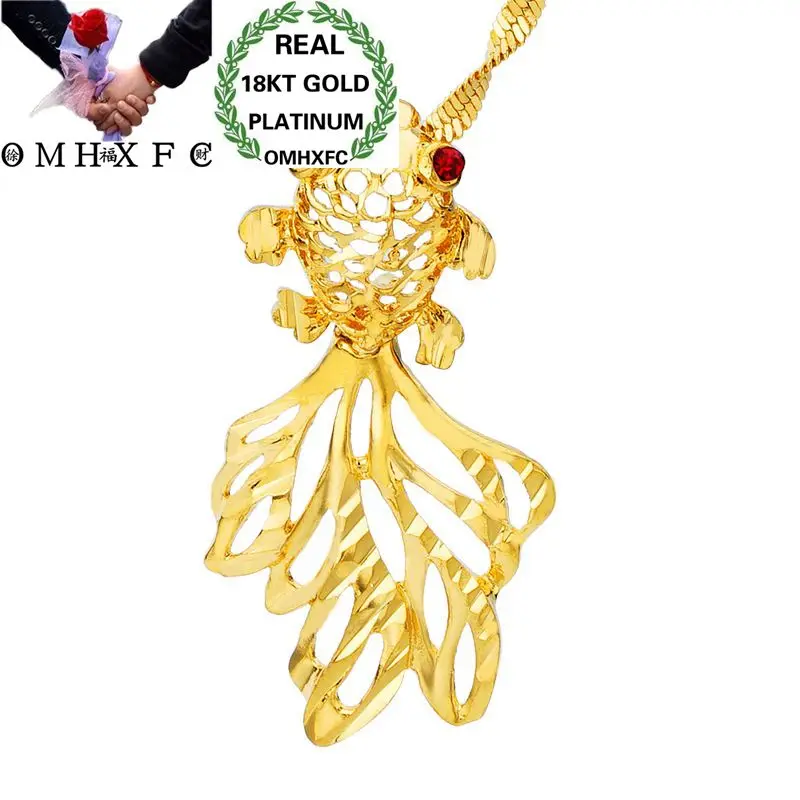 OMHXFC Wholesale European Fashion Woman Unisex Party Birthday Wedding Gift Hollow Goldfish Zircon 18KT Gold Charm Pendant PN96 | Украшения