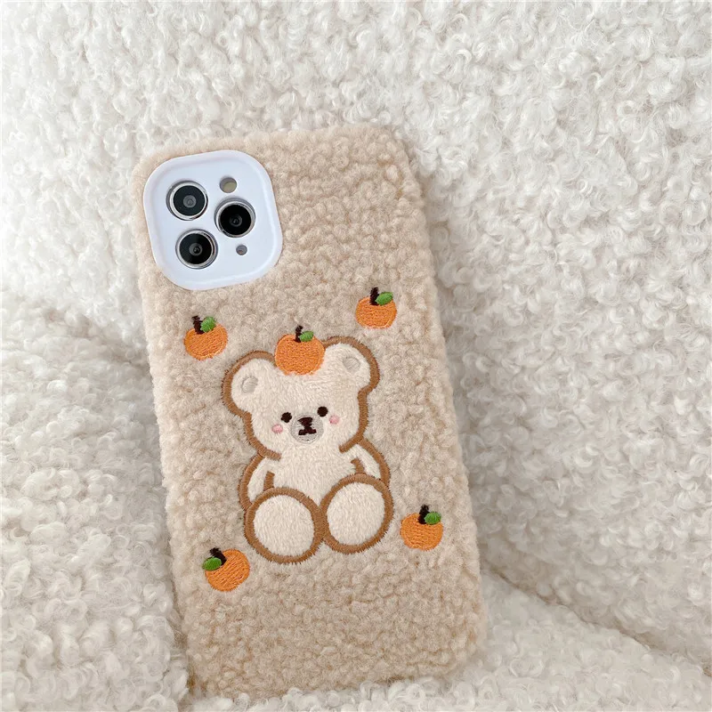 Warm Lamb Plush Fabric Phone Case for Iphone 11 Pro Max 7 8 Plus Cute ...