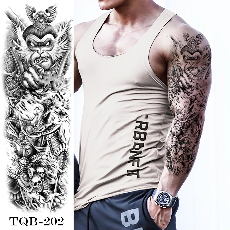 

Large Arm Sleeve Tattoo Rose Waterproof Temporary Tattoo Sticker Arm Leg Body Art Fake Tattoo Female Wild Wolf Lion Stickers