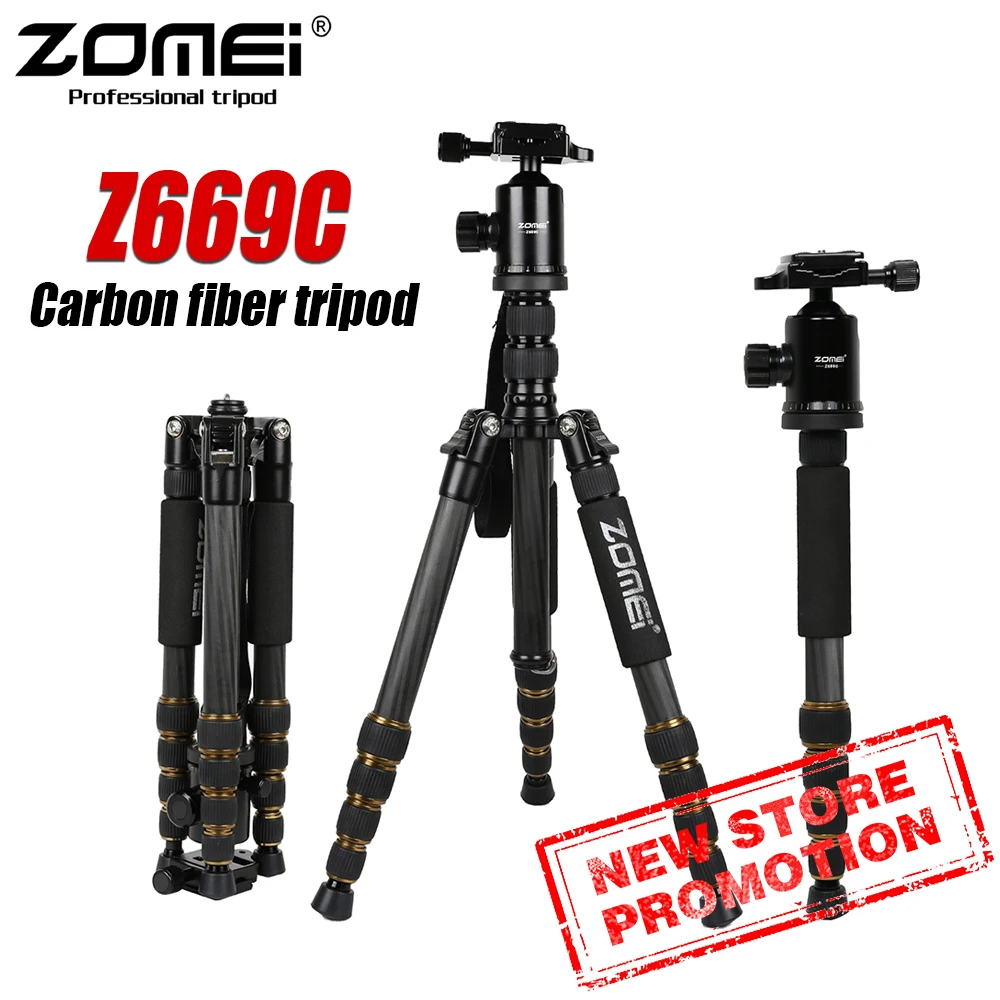 

Zomei Z669C Professional Carbon Fiber Tripod Monopod Compact Tripe Stand Ball head For Travel Digital DSLR Camera GoproTripode