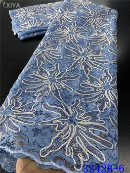 

Embroidery Sequins Laces Fabrics Sky Blue African Lace Fabric with Sequins French Tulle Mesh Lace Fabric for Sewing APW3342B