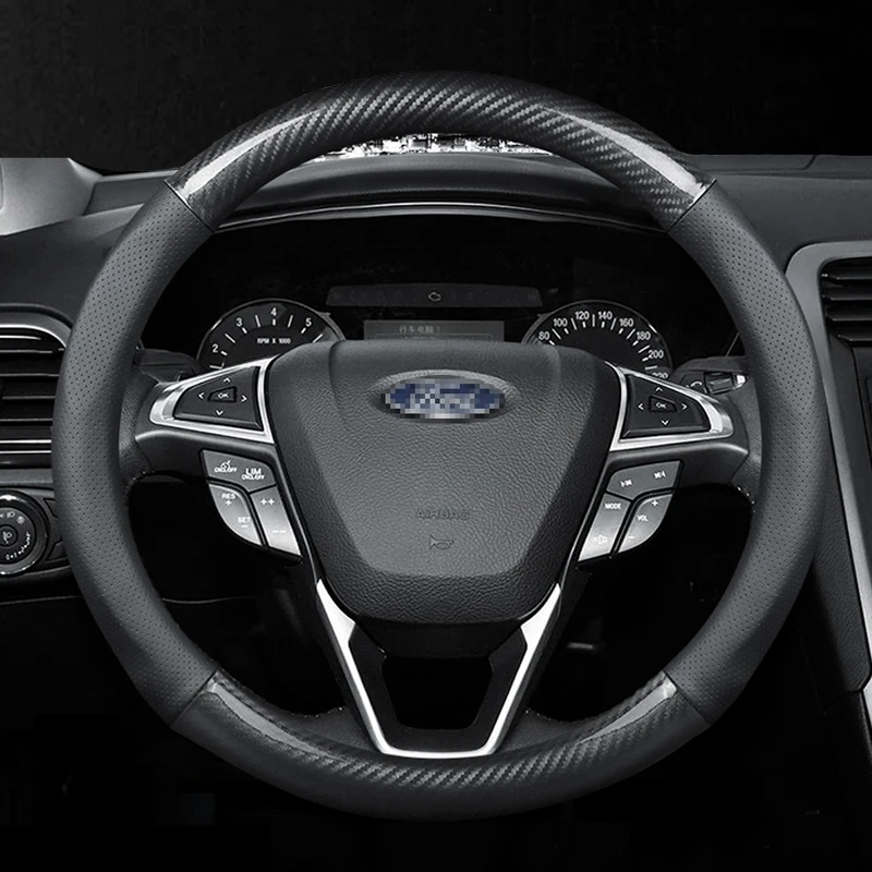 

Car Steering Wheel Cover for Ford Focus 2 3 F150 Kuga Mondeo Fiesta Explorer Ranger Edge C-MAX carbon fiber Steering Wheel Cover