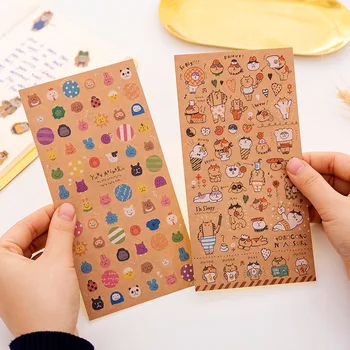 

New Kraft Paper Cartoon Pattern Stickers DIY Scrapbooking Album journal Diary week Happy Planner Decoration Stickers