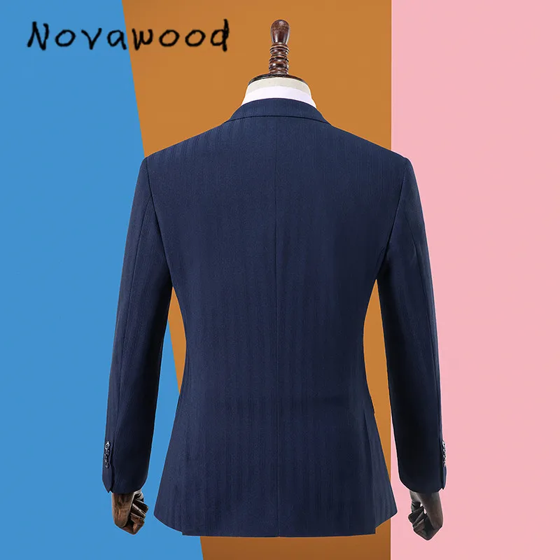 Novawwood темно-синий приталенный костюм жениха для свадьбы из двух предметов(пиджак+ брюки) формальные деловые мужские костюмы