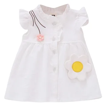

2020 New Summer Cute Girl Fantasy Baby Wild Solid Color Flower Princess Dress Child Cotton Sleeveless Clothes