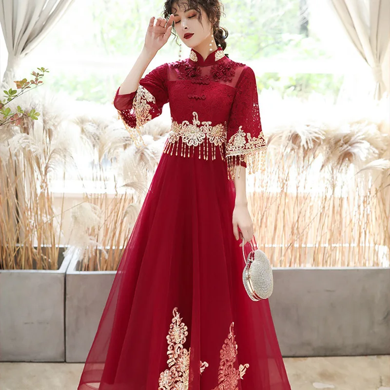 Long Cheongsam Dress Women 