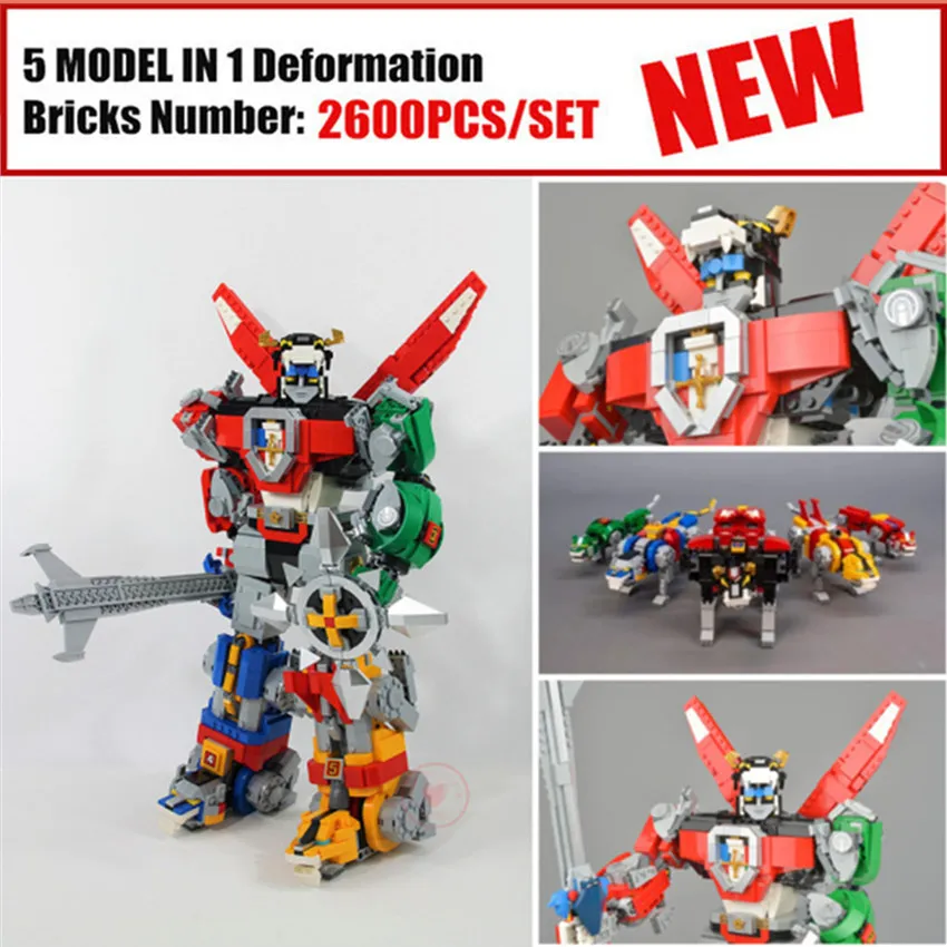 Новый 2600 шт деформационный гигантский робот Voltron Defender of Universe Fit Technic City