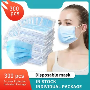 

300pcs Mask Disposable Face Mouth Mask Anti-Dust Anti Fog Haze Face Mouth Mask 3-layer Filtration Mask DHL Free Drop Shippping