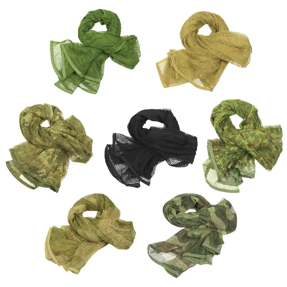 Military Camouflage Net Scarf Tactical Mesh Scarf Breathbale Sniper Face Veils Scarves For Camo Airsoft Hunting Neckerchief