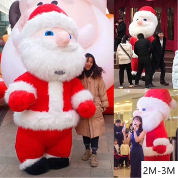 

2.6M-3M Christmas Santa Claus Inflatable Mascot Costumes Suit Adult Cosplay Party Fancy Dress Clothing Suitable Parade 1.7m-1.9m