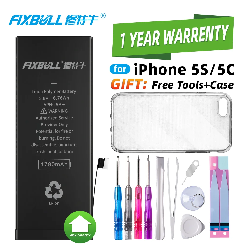Аккумулятор FIXBULL для iPhone 5s 6 6Plus 5c 6s Plus 7 7Plus 8 8Plus X запасная батарея настоящая