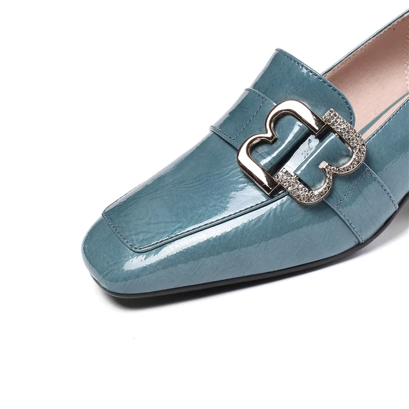MORAZORA/ горячая распродажа; женские туфли-лодочки из натуральной кожи; женская обувь на среднем каблуке с квадратным носком и пряжкой; повседневная обувь синего цвета; сезон весна-лето