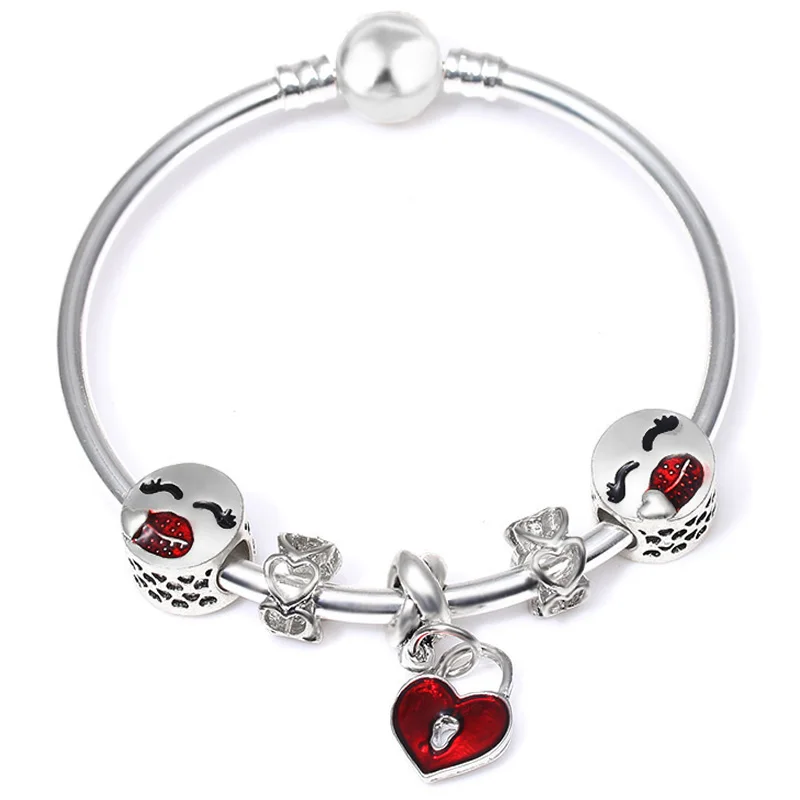 DSZ025 SEIALOY модный серебряный цвет мультфильм Микки Минни Любовь бусины бренд браслеты для женщин бисером Шарм для браслета, украшения в подарок - Окраска металла: DSZ025