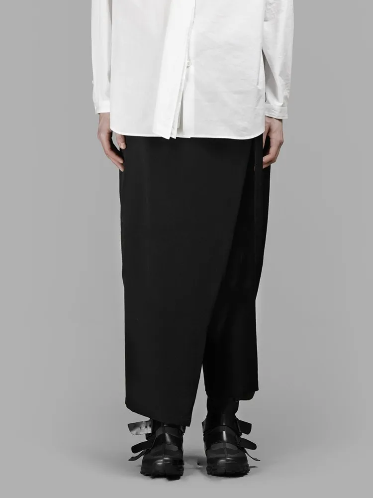 Spring and autumn new men's fashion casual trousers solid color irregular splicing half apron design skirt elastic waist