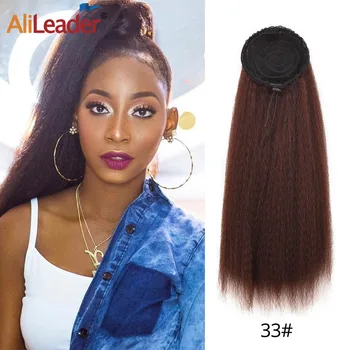 

Alileader Kinky Drawstring Ponytail 22Inch Synthetic Long Afro Kinky Straight Fake Ponytail Afro Puff Drawstring Ponytail Fluffy