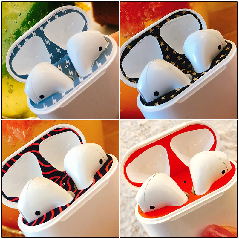 ПВХ наклейка для Apple AirPods 2 Чехол Пылезащитная Защитная Наклейка протектор Air Pods