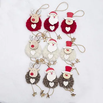 

3pcs Christmas Elk Santa Claus Wool Felt Toys Christmas Tree Hanging Ornaments For Home Xmas Party Decorations Navidad Kids Gift