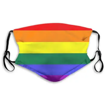 

Rainbow Flag Print Mouth Masks With Filter Washable And Reusable Anti Dust Breathable Mask With Adjustable Ear Loops For Men And