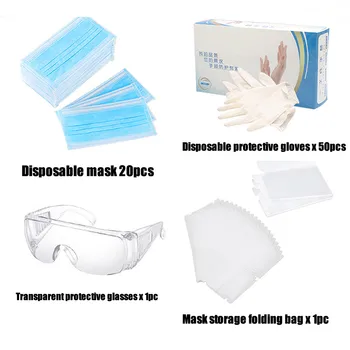 

Protective Set Fabric Cover Gloves Latex Disposable Eye Protection Glasses Protective Tool Set For Germ Protect