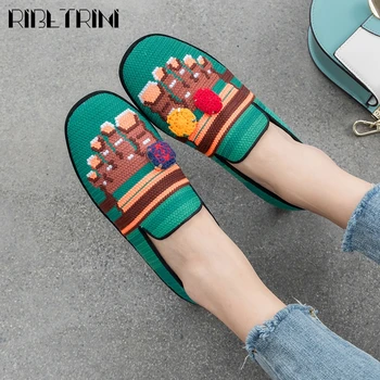 

RIBETRINI Brand New Loafers Ladies Fashion Mixed Colors Soft Shoes Woman Slip On Flats Casual Comfortable Hollow Shoes Women
