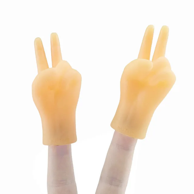 2pcs Cartoon Funny Finger Feet Hand To Do Suit Creative Finger Tip Toy Small Hand Model Halloween Gift Toy Finger Puppet 2