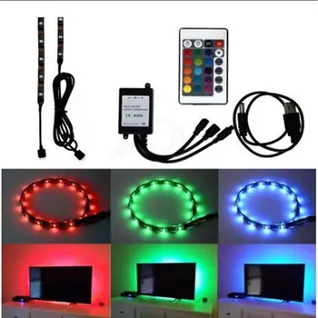 

LED Strip Light 50cm USB 4Pcs TV Background W/Controller String Home Mood